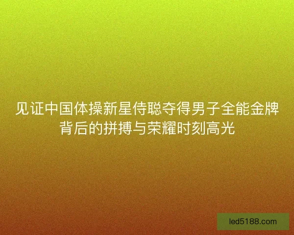 见证中国体操新星侍聪夺得男子全能金牌背后的拼搏与荣耀时刻高光